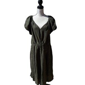 Linen Dress Velvet By Graham & Spencer Pepper Style V-neck Scooped Hemline Maxi
